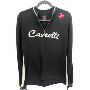 Castelli Women’s XL Cycling Sweater Jersey Black Half Zip Wool Blend